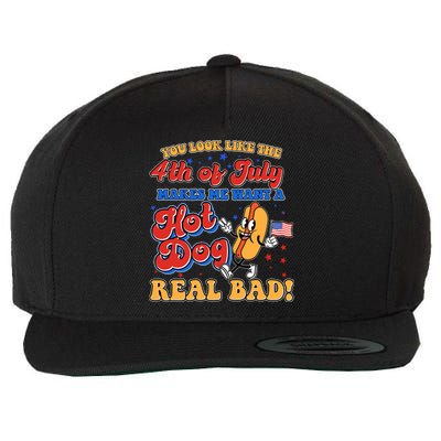 Retro You Look Like The 4th Of July Makes Me Want A Hot Dog Real Bad Wool Snapback Cap