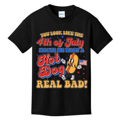 Retro You Look Like The 4th Of July Makes Me Want A Hot Dog Real Bad Kids T-Shirt