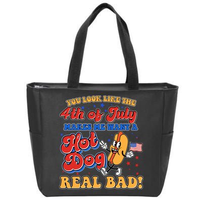 Retro You Look Like The 4th Of July Makes Me Want A Hot Dog Real Bad Zip Tote Bag