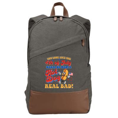 Retro You Look Like The 4th Of July Makes Me Want A Hot Dog Real Bad Cotton Canvas Backpack