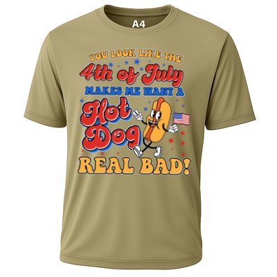 Retro You Look Like The 4th Of July Makes Me Want A Hot Dog Real Bad Performance Shirt