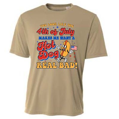 Retro You Look Like The 4th Of July Makes Me Want A Hot Dog Real Bad Cooling Performance Crew T-Shirt