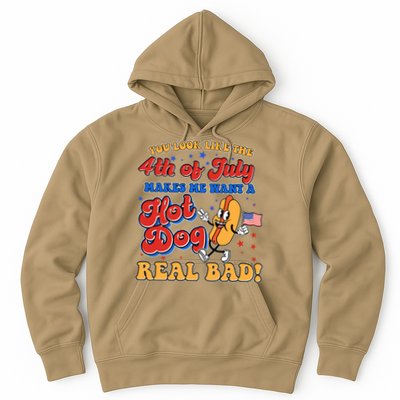 Retro You Look Like The 4th Of July Makes Me Want A Hot Dog Real Bad Hoodie