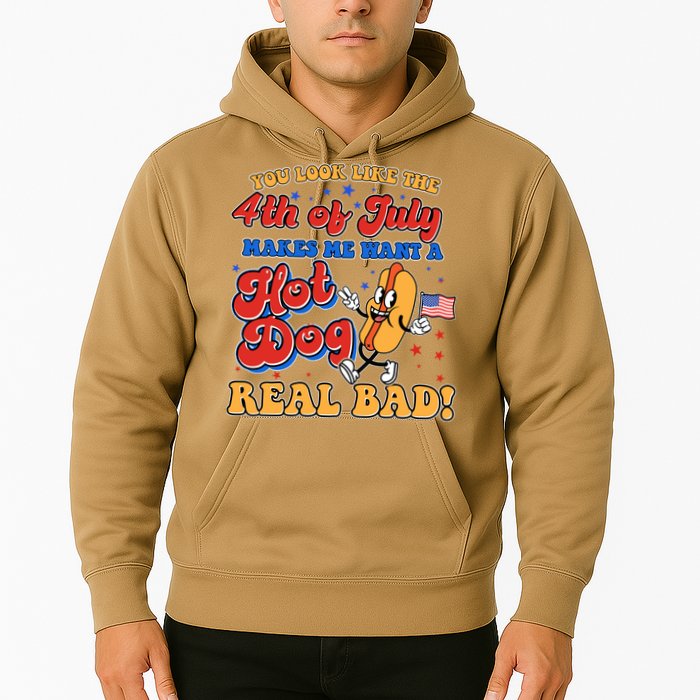 Retro You Look Like The 4th Of July Makes Me Want A Hot Dog Real Bad Hoodie