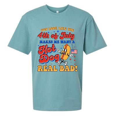 Retro You Look Like The 4th Of July Makes Me Want A Hot Dog Real Bad Sueded Cloud Jersey T-Shirt