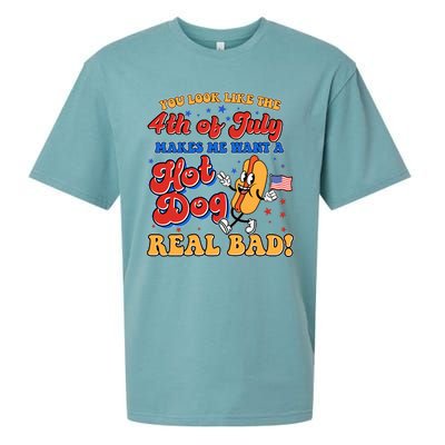 Retro You Look Like The 4th Of July Makes Me Want A Hot Dog Real Bad Sueded Cloud Jersey T-Shirt