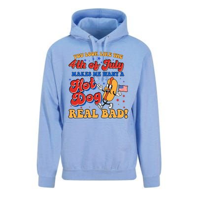 Retro You Look Like The 4th Of July Makes Me Want A Hot Dog Real Bad Unisex Surf Hoodie