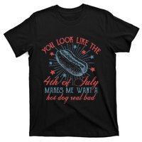 Retro You Look Like The 4th Of July Makes Me Want A Hot Dog T-Shirt