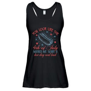 Retro You Look Like The 4th Of July Makes Me Want A Hot Dog Ladies Essential Flowy Tank