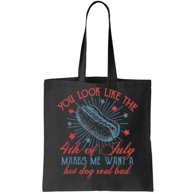 Retro You Look Like The 4th Of July Makes Me Want A Hot Dog Tote Bag