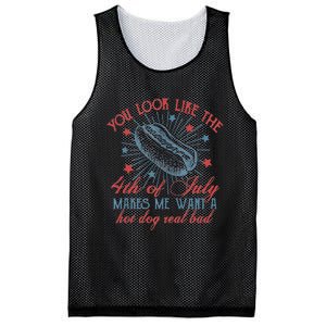 Retro You Look Like The 4th Of July Makes Me Want A Hot Dog Mesh Reversible Basketball Jersey Tank