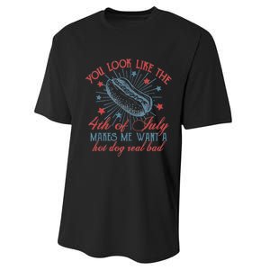 Retro You Look Like The 4th Of July Makes Me Want A Hot Dog Performance Sprint T-Shirt