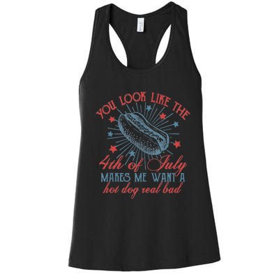 Retro You Look Like The 4th Of July Makes Me Want A Hot Dog Women's Racerback Tank