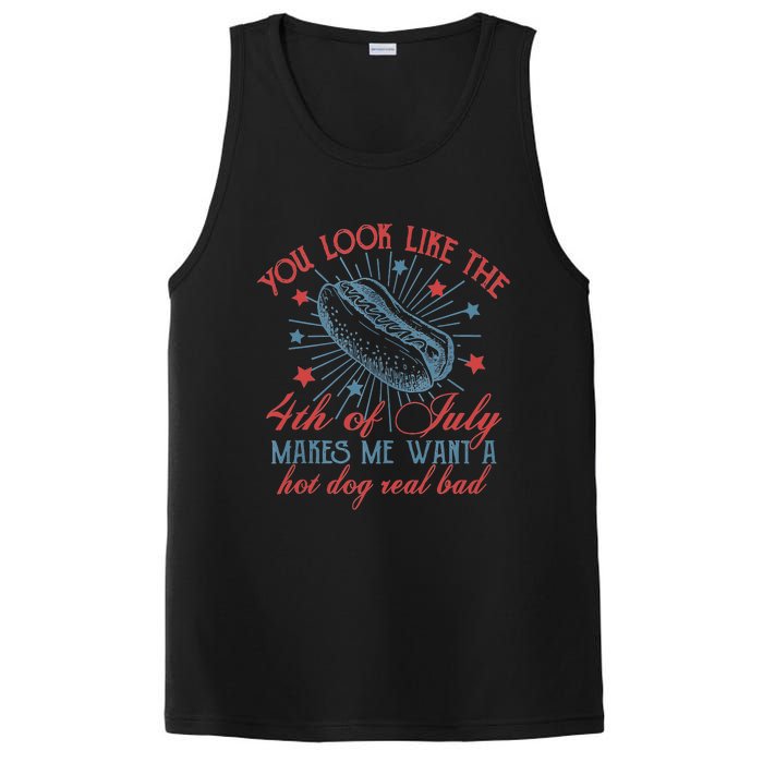 Retro You Look Like The 4th Of July Makes Me Want A Hot Dog PosiCharge Competitor Tank