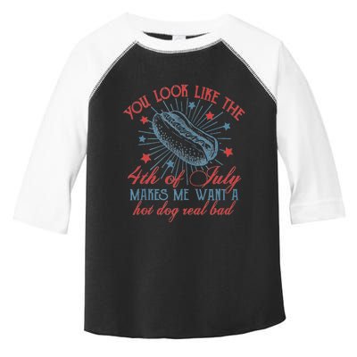 Retro You Look Like The 4th Of July Makes Me Want A Hot Dog Toddler Fine Jersey T-Shirt