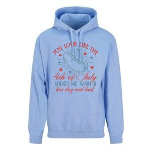 Retro You Look Like The 4th Of July Makes Me Want A Hot Dog Unisex Surf Hoodie