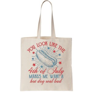 Retro You Look Like The 4th Of July Makes Me Want A Hot Dog Tote Bag