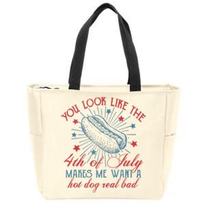 Retro You Look Like The 4th Of July Makes Me Want A Hot Dog Zip Tote Bag