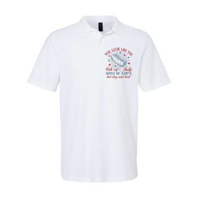 Retro You Look Like The 4th Of July Makes Me Want A Hot Dog Softstyle Adult Sport Polo