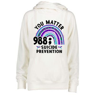 Rainbow You Matter 988 Suicide Prevention Awareness Ribbon Womens Funnel Neck Pullover Hood