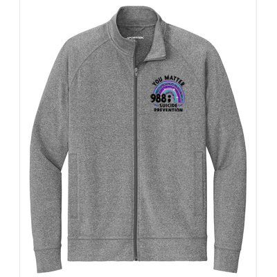 Rainbow You Matter 988 Suicide Prevention Awareness Ribbon Stretch Full-Zip Cadet Jacket