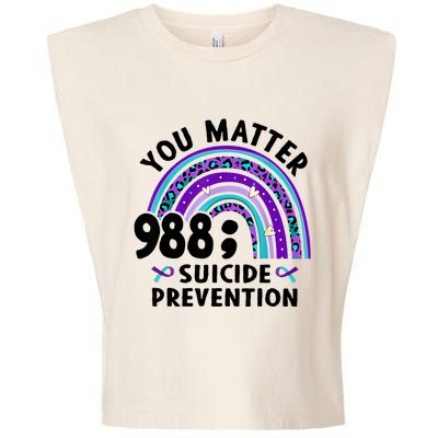 Rainbow You Matter 988 Suicide Prevention Awareness Ribbon Garment-Dyed Women's Muscle Tee