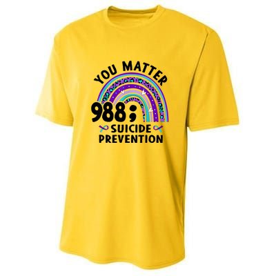 Rainbow You Matter 988 Suicide Prevention Awareness Ribbon Youth Performance Sprint T-Shirt