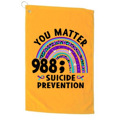 Rainbow You Matter 988 Suicide Prevention Awareness Ribbon Platinum Collection Golf Towel