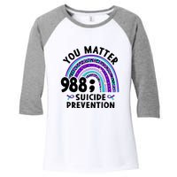 Rainbow You Matter 988 Suicide Prevention Awareness Ribbon Women's Tri-Blend 3/4-Sleeve Raglan Shirt