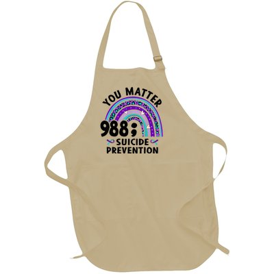 Rainbow You Matter 988 Suicide Prevention Awareness Ribbon Full-Length Apron With Pockets