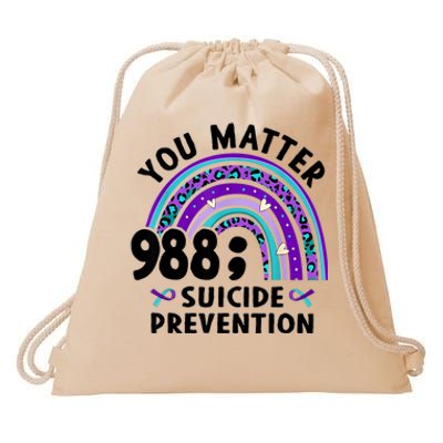 Rainbow You Matter 988 Suicide Prevention Awareness Ribbon Drawstring Bag