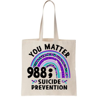 Rainbow You Matter 988 Suicide Prevention Awareness Ribbon Tote Bag