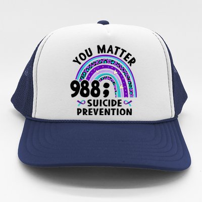 Rainbow You Matter 988 Suicide Prevention Awareness Ribbon Trucker Hat