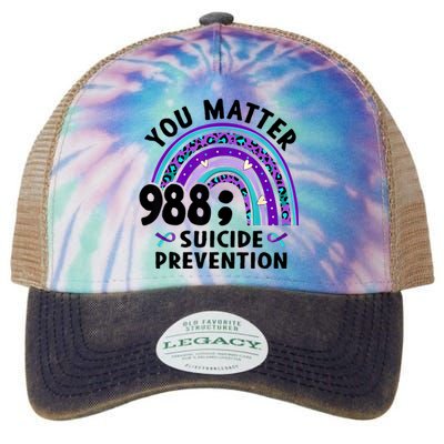 Rainbow You Matter 988 Suicide Prevention Awareness Ribbon Legacy Tie Dye Trucker Hat