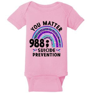 Rainbow You Matter 988 Suicide Prevention Awareness Ribbon Baby Bodysuit