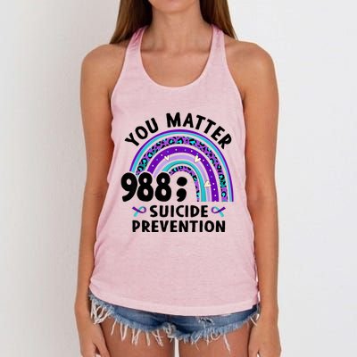 Rainbow You Matter 988 Suicide Prevention Awareness Ribbon Women's Knotted Racerback Tank