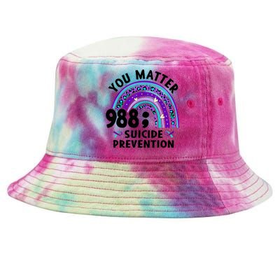 Rainbow You Matter 988 Suicide Prevention Awareness Ribbon Tie-Dyed Bucket Hat