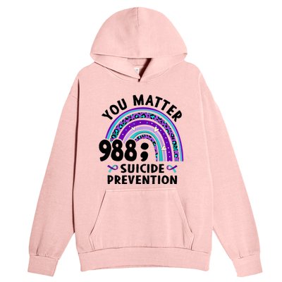 Rainbow You Matter 988 Suicide Prevention Awareness Ribbon Urban Pullover Hoodie