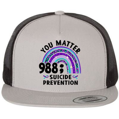 Rainbow You Matter 988 Suicide Prevention Awareness Ribbon Flat Bill Trucker Hat