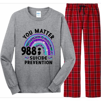 Rainbow You Matter 988 Suicide Prevention Awareness Ribbon Long Sleeve Pajama Set