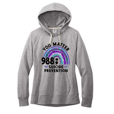 Rainbow You Matter 988 Suicide Prevention Awareness Ribbon Women's Fleece Hoodie