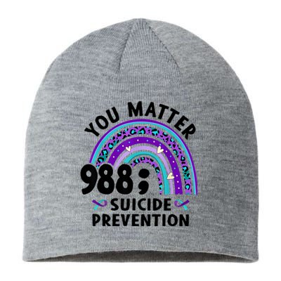 Rainbow You Matter 988 Suicide Prevention Awareness Ribbon Sustainable Beanie