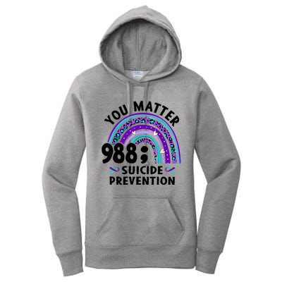 Rainbow You Matter 988 Suicide Prevention Awareness Ribbon Women's Pullover Hoodie