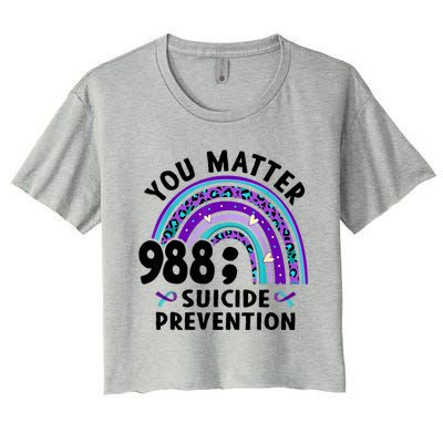 Rainbow You Matter 988 Suicide Prevention Awareness Ribbon Women's Crop Top Tee