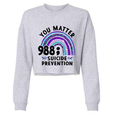 Rainbow You Matter 988 Suicide Prevention Awareness Ribbon Cropped Pullover Crew