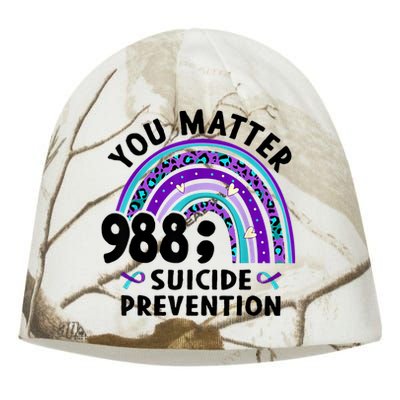 Rainbow You Matter 988 Suicide Prevention Awareness Ribbon Kati - Camo Knit Beanie