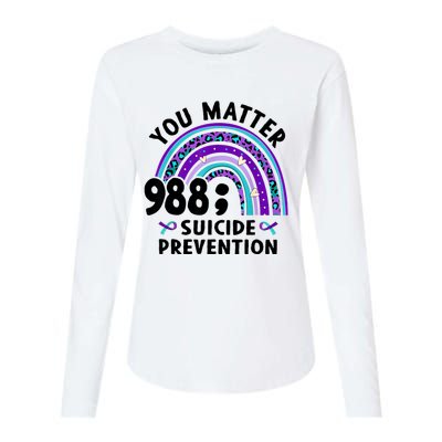 Rainbow You Matter 988 Suicide Prevention Awareness Ribbon Womens Cotton Relaxed Long Sleeve T-Shirt