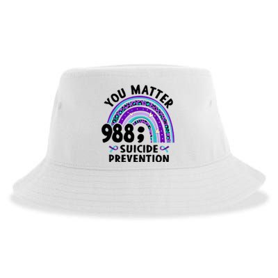 Rainbow You Matter 988 Suicide Prevention Awareness Ribbon Sustainable Bucket Hat