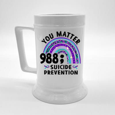 Rainbow You Matter 988 Suicide Prevention Awareness Ribbon Beer Stein