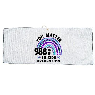 Rainbow You Matter 988 Suicide Prevention Awareness Ribbon Large Microfiber Waffle Golf Towel